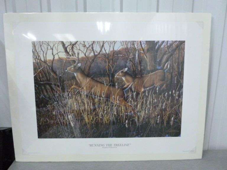Beautiful Large Stephan Hamrick " Running The Treeline " Signed & Numbered Print