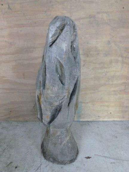 Large Wooden Chainsaw Art Mushroom Rock Garden Decoration - 27" H