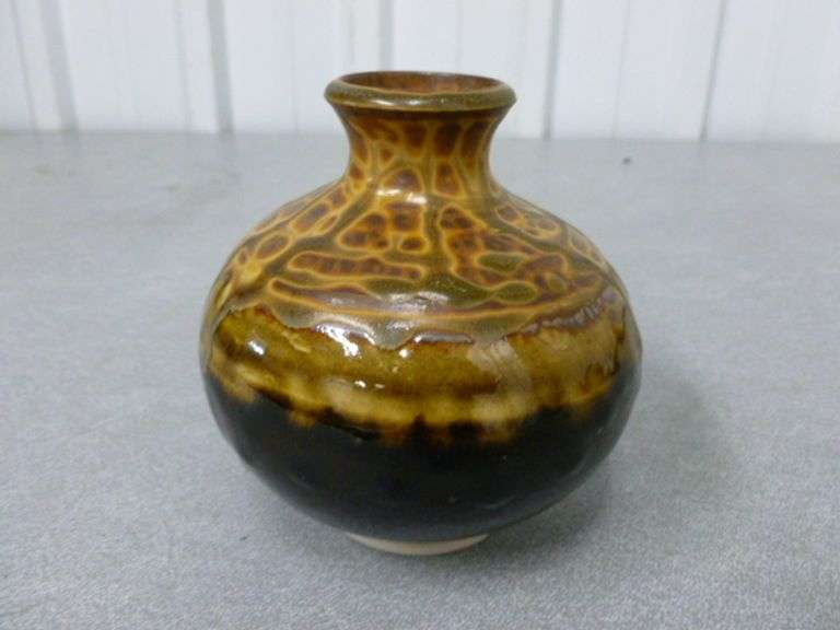 Nice M. Lose? Hand Made Glazed Pottery Vase - 4.5" H, Nice Piece.