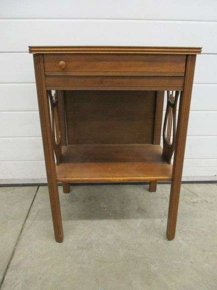 1930's Lyre Side Lamp Table