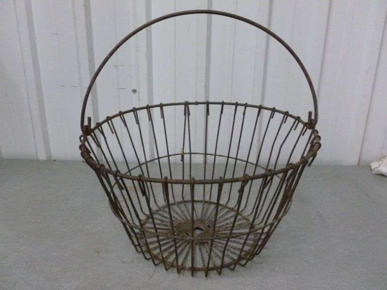 Vintage Metal Basket - 16" H To The Top Of The Handle