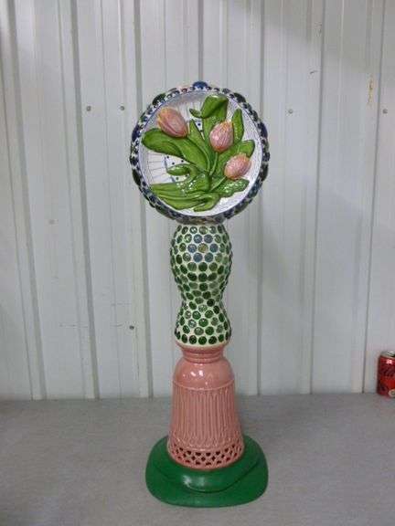 Large Porcelain Rock Garden Decoration - 31" H - Nice