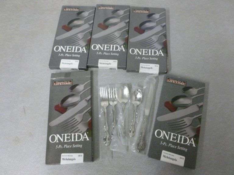 Oneida - Group Of (5) New Sets Of Five - Michelangelo Heirloom Stainless Flatware