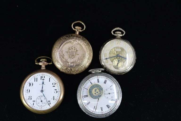 GROUP OF FOUR ELGIN POCKET/RAILROAD WATCHES