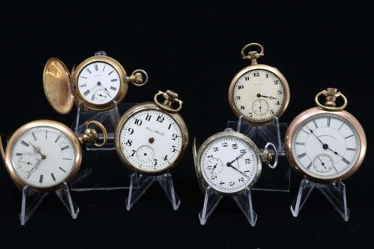 GROUP OF SIX POCKET/RAILROAD WATCHES