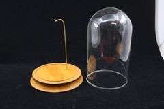 8" GLASS DOME WATCH CASE WITH WOODEN BASE