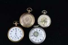 GROUP OF FOUR ELGIN POCKET/RAILROAD WATCHES