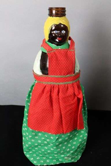 PAINTED AUNT JEMIMA BOTTLES, WITH HAND MADE CLOTHING