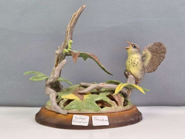 BOEHM YELLOW THROATED WARBLER, HAND PAINTED PORCELAIN, 7".