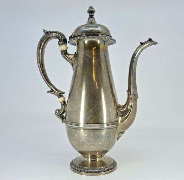 EARLY 20c STERLING SILVER COFFEE POT, GROGAN CO. PITTSBURGH, 655 G, 10"H, STERLING EQW