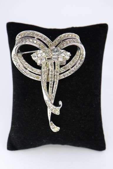 MARCEL BOUCHER RHINESTONE BROOCH, 2-5/8X1-3/4"