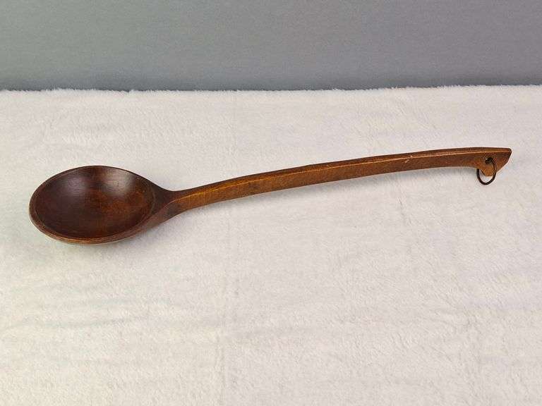 VINTAGE HAND PAINTED WOODEN SPOON, WITH TWO LITTLE GIRLS EATING COOKIES, 19.5"L
