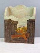 VINTAGE WOODEN NEWSPAPER, MAGAZINE, LETTER BOX, HAND PAINTED, 11" X 4.5" X 14"