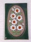 VINTAGE JIE GANTOFTA SWEDEN WHITE DAISY FLOWER WALL PLAQUE, LARGE ONE, 8 3/8" x 13". Ceramic wall pl