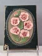 VINTAGE JIE GANTOFTA SWEDEN ARCTIC RASPBERRY FLOWER WALL PLAQUE, 4 5/8" x 6 1/8".   This specific ce