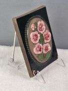 VINTAGE JIE GANTOFTA SWEDEN ARCTIC RASPBERRY FLOWER WALL PLAQUE, 4 5/8" x 6 1/8".   This specific ce