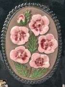 VINTAGE JIE GANTOFTA SWEDEN ARCTIC RASPBERRY FLOWER WALL PLAQUE, 4 5/8" x 6 1/8".   This specific ce