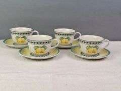 VILLEROY & BOCH FRENCH GARDEN FLEURANCE SET OF 4 TEA CUPS & SAUCERS