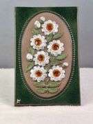 VINTAGE JIE GANTOFTA SWEDEN WHITE DAISY FLOWER WALL PLAQUE, LARGE ONE, 8 3/8" x 13". Ceramic wall pl