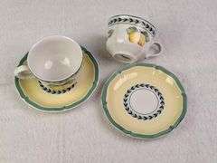 VILLEROY & BOCH FRENCH GARDEN FLEURANCE SET OF 4 TEA CUPS & SAUCERS