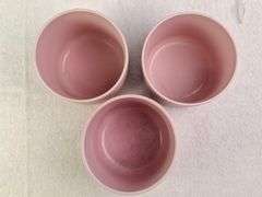 SET OF 3 GRADVIS PINK CERAMIC PLANT POTS, RIBBED SIDES, 5" X 5.75"