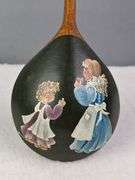 VINTAGE HAND PAINTED WOODEN SPOON, WITH TWO LITTLE GIRLS EATING COOKIES, 19.5"L