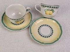 VILLEROY & BOCH FRENCH GARDEN FLEURANCE SET OF 2 TEA CUPS & SAUCERS
