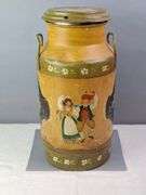 TOLE PAINTED Folk Art Antique Dairy Farm Milk Jug, 20.25"H.