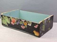 VINTAGE HAND PAINTED WOODEN FRUIT FLAT CRATE, 19.75" X 12" X 6.25"