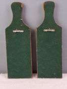 PAIR OF VINTAGE CHEESE / VEGGIES SERVING BOARDS, HAND PAINTED SPRING ONIONS AND CARROTS, SIGNED FRAN