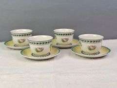 VILLEROY & BOCH FRENCH GARDEN FLEURANCE SET OF 4 TEA CUPS & SAUCERS
