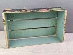 VINTAGE HAND PAINTED WOODEN FRUIT FLAT CRATE, 19.75" X 12" X 6.25"