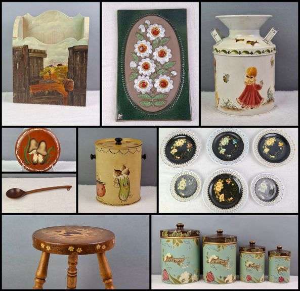 OPEN NOW! VINTAGE FOLK ART TOLEWARE & ROSEMALING AUCTION (More Lots Being Added)