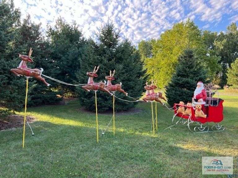 Vintage Santa And 5 Reind