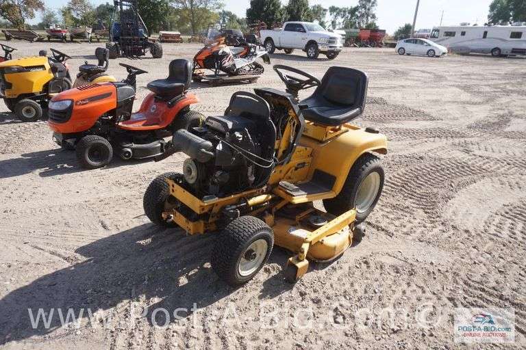 Cub Cadet Riding Lawn Mower With 48" Deck. Missing Hood, Owner Stated, "Run