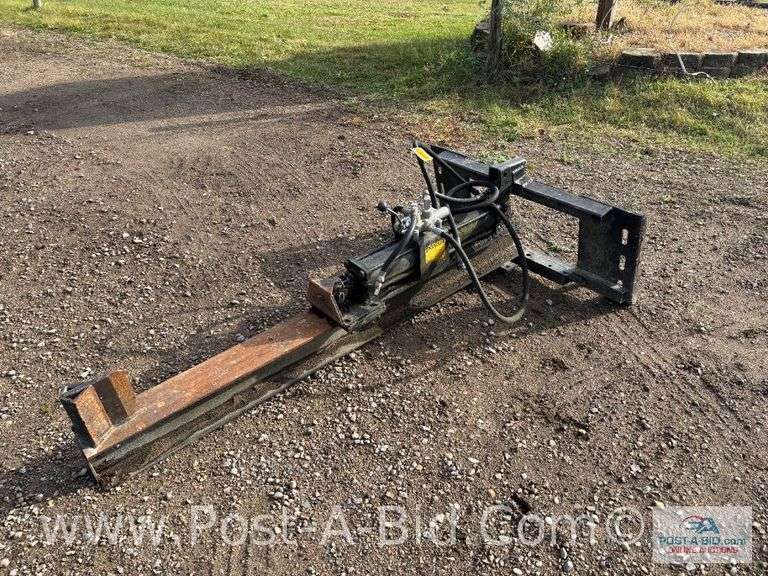 Skidloader Mounted Woodsplitter With Quick Tach Plate, Hand Control On Spli
