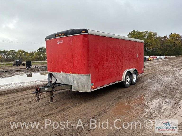 1997 Avenger 18' Tandem Axle Enclosed Trailer, Side Door, 2 Rear Doors, 2 5
