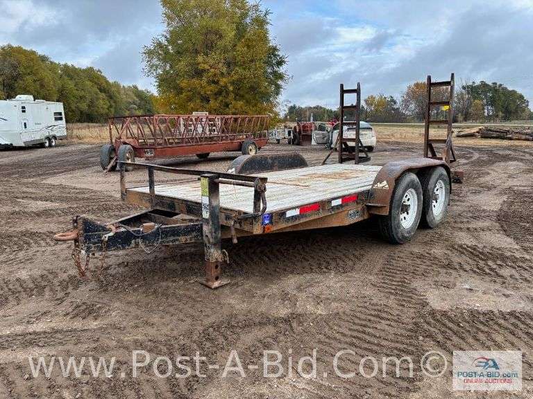 1998 Rugged Road 14' Tandem Axle Equipment Trailer, 7' Between Fenders, Pin