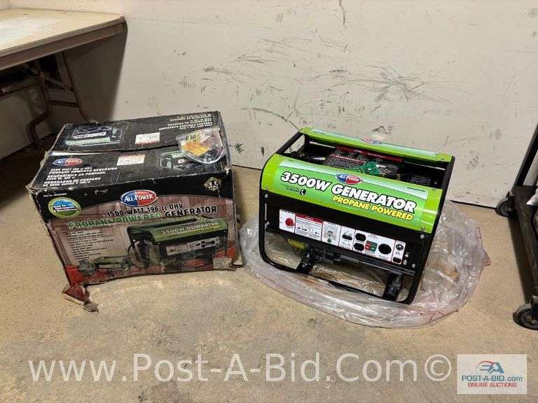 All Power 3500 Watt Propane Generator, Looks To Be Hardly Used.