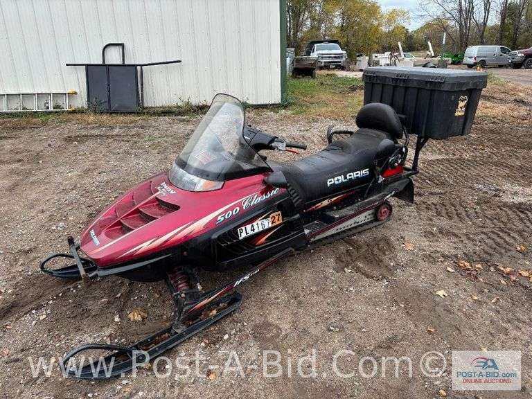 1999 Polaris Indy 500 2-Up Snowmobile With 12,236 Miles. Owner Stated, "Run
