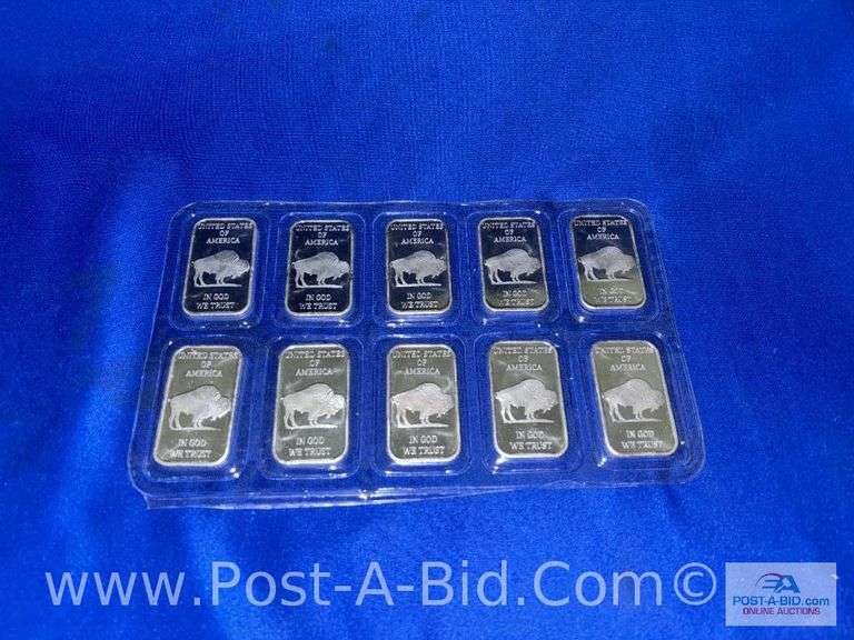 10- 1 OZ .999 Of Fine Silver Bars, Silver Towne Edition. 10 Total Ounces. B