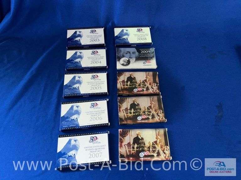 Set Of 7 US Mint "50 State Quarter" Proof Sets (2003-2009) And Set Of 3 US