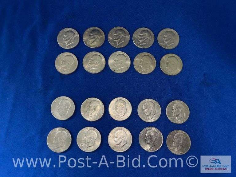 20 Different Dates And Or Mint Marks Of Eisenhower Dollars: 1971-1978.