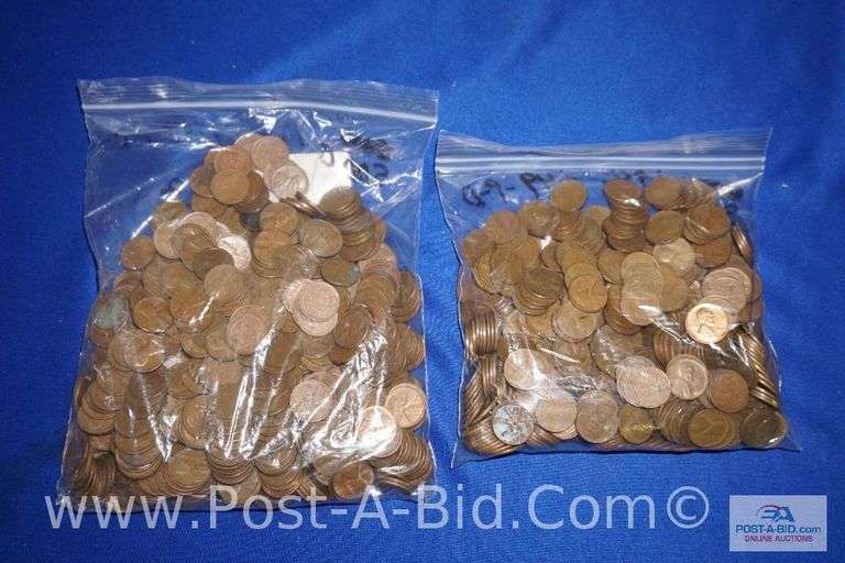 500 Copper Lincoln Wheat Ears Pennies, 1940-1949- P-D And 500 Copper Lincol