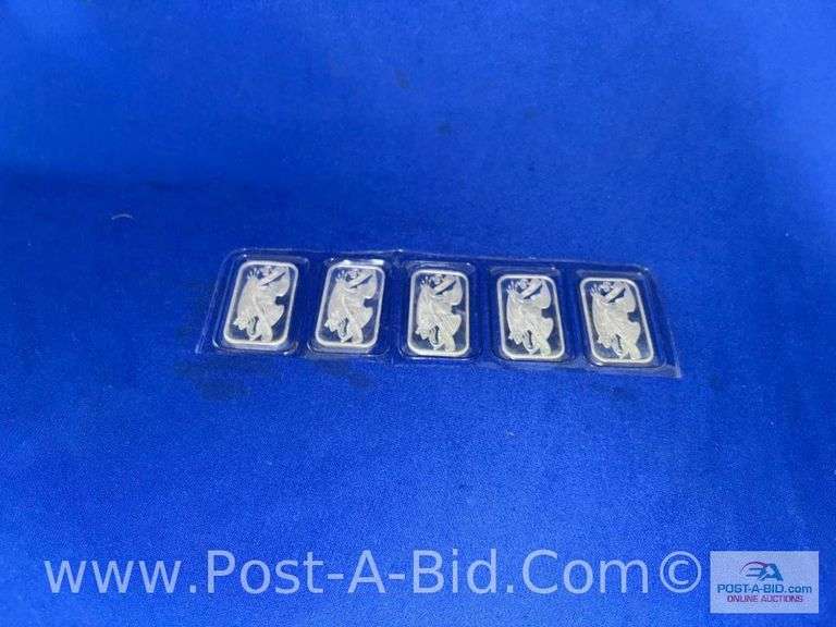 5- 1 OZ .999 Of Fine Silver Bars, Silver Towne Edition. 5 Total Ounces. Bou