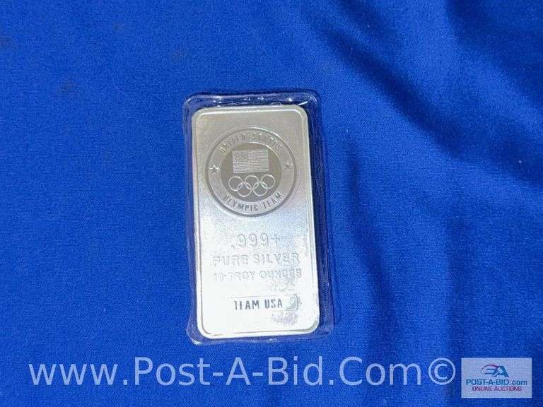 10 OZ. Bar Of .999 Pure Silver - Stamped " United States Olympic Team" 10 Total Troy Ounces." Bought
