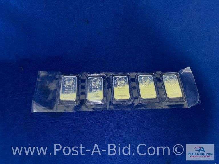 5- 1 OZ .999 Of Fine Silver Bars, Silver Towne Edition. 5 Total Ounces. Bou