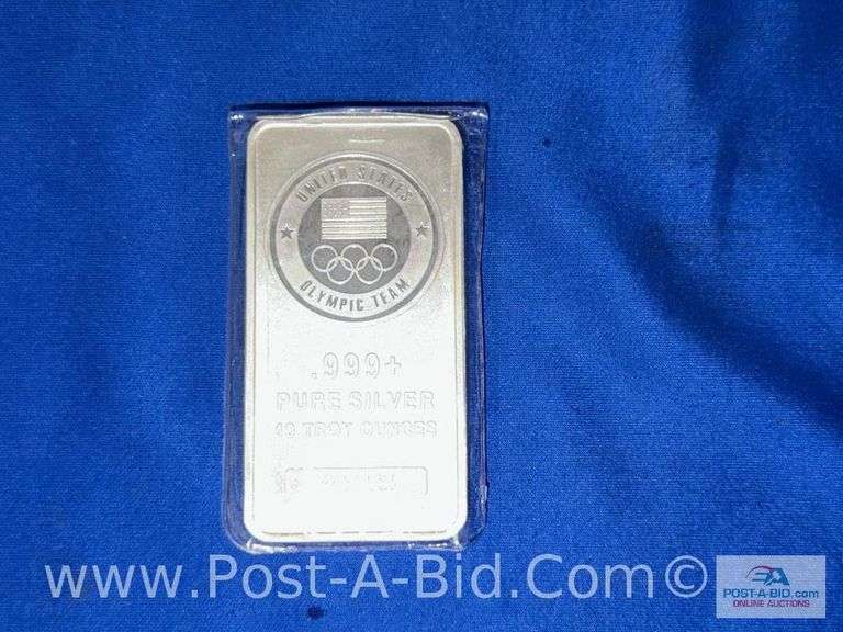 10 OZ. Bar Of .999 Pure Silver - Stamped " United States Olympic Team" 10 Total Troy Ounces." Bought