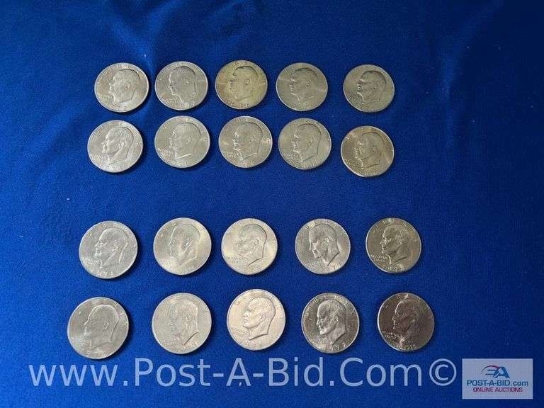20 Different Dates And Or Mint Marks Of Eisenhower Dollars: 1971-1978.