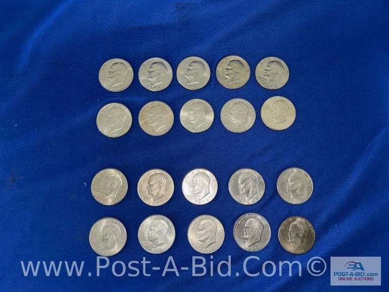20 Different Dates And Or Mint Marks Of Eisenhower Dollars: 1971-1978.